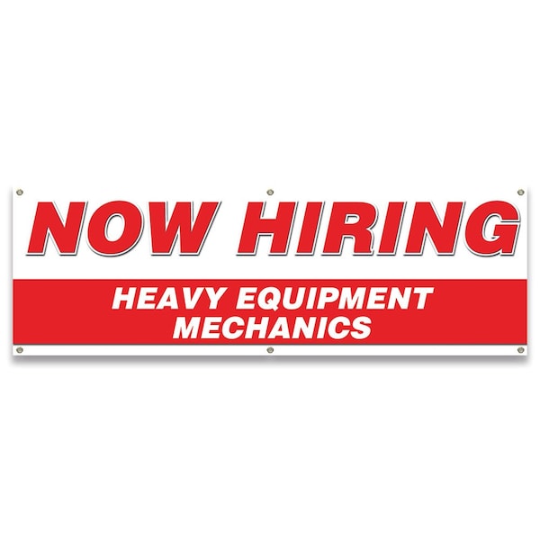 Now Hiring Heavy Equipment Mechanics Banner Apply Inside Accepting Application Single Sided